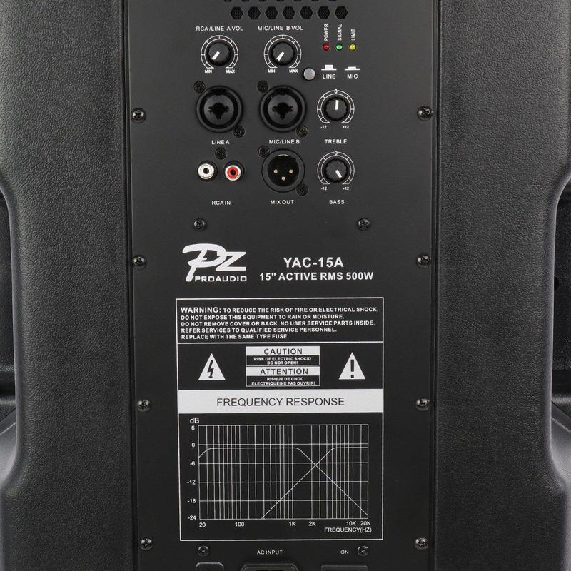Caixa De Som Ativa Yac-15a Pz Proaudio 500w Bivolt 15 Pol. - PZ